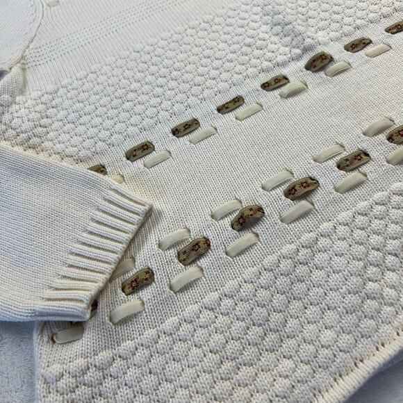 Crazy Horse by Liz Claiborne Sweater Ribbon Detail women’s size XL Off White - Picture 5 of 6